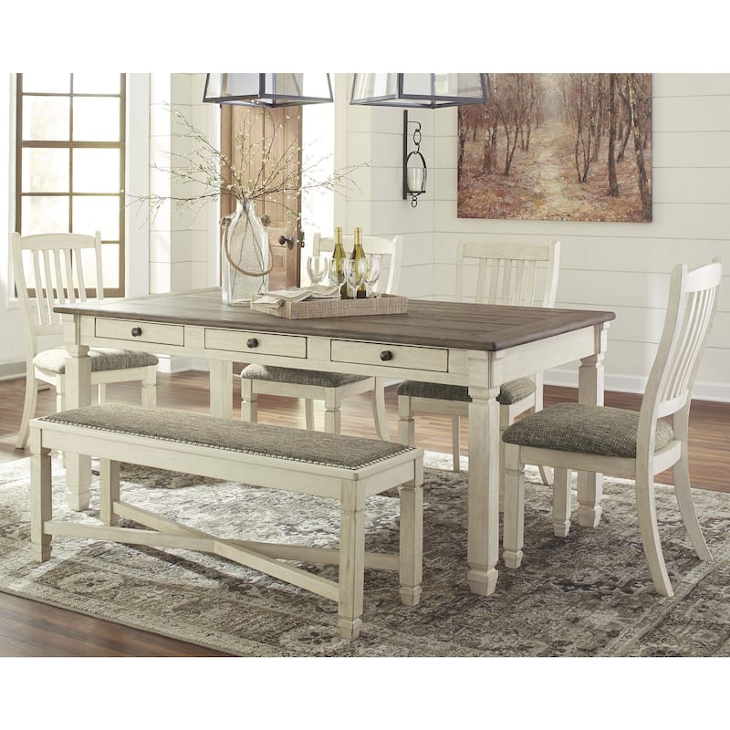 Signature Design by Ashley Bolanburg Antique White / Brown 6-Piece Dining Package