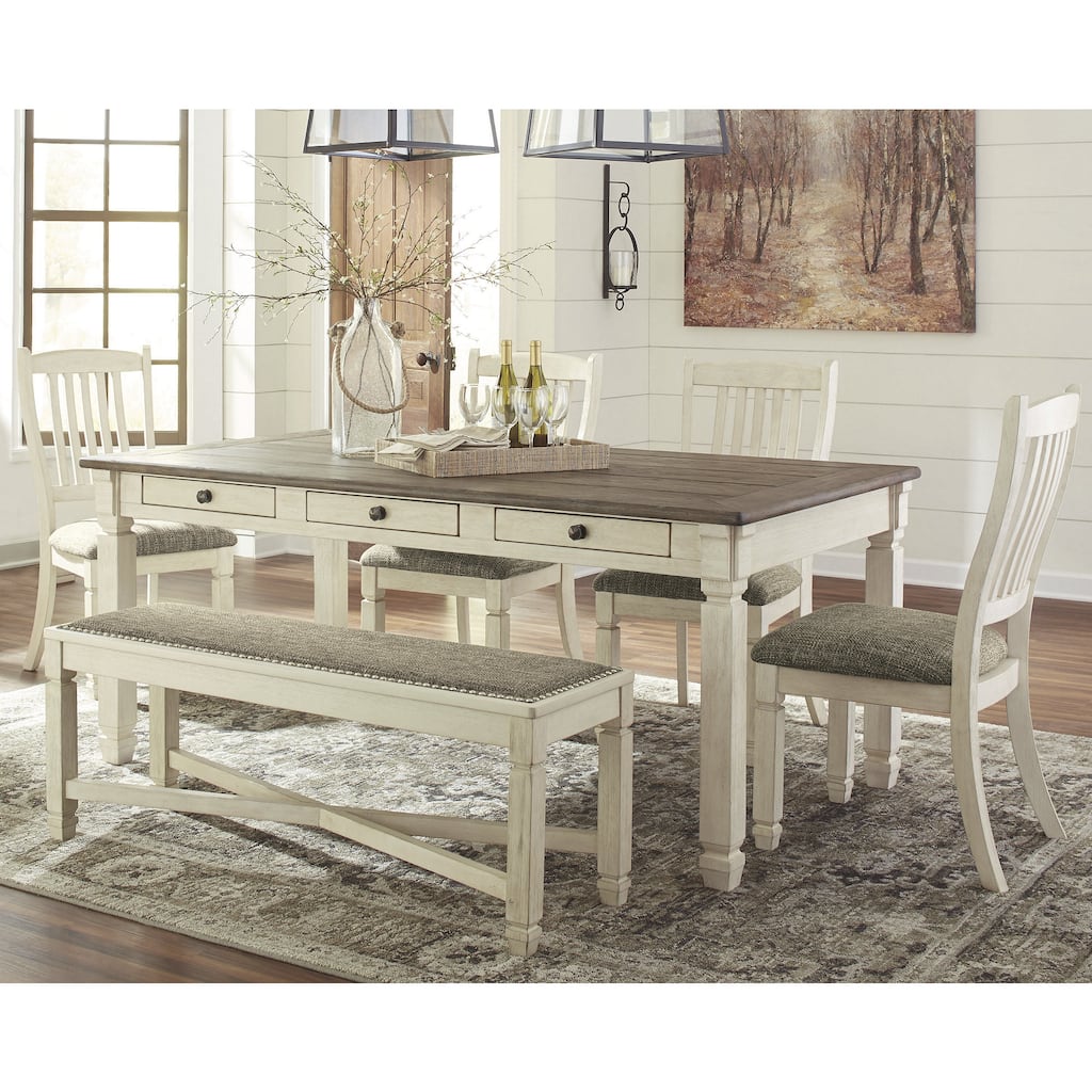 Signature Design by Ashley Bolanburg Antique White / Brown 6-Piece Dining Package