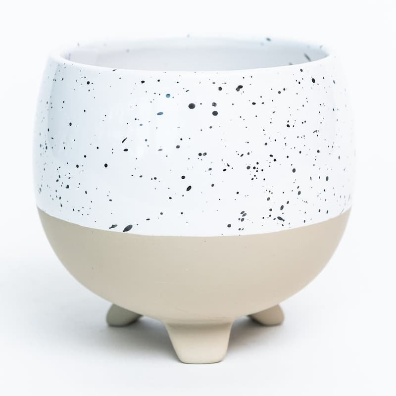 Speckled White Glaze With Beige Base Planter