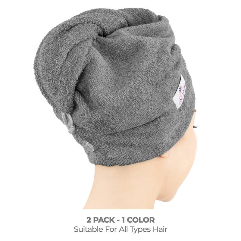 American Soft Linen 100% Cotton Hair Drying Towels for Women, Cotton Hair Turban Turkish Towel Wrap, Head Towel Cap for Hairs