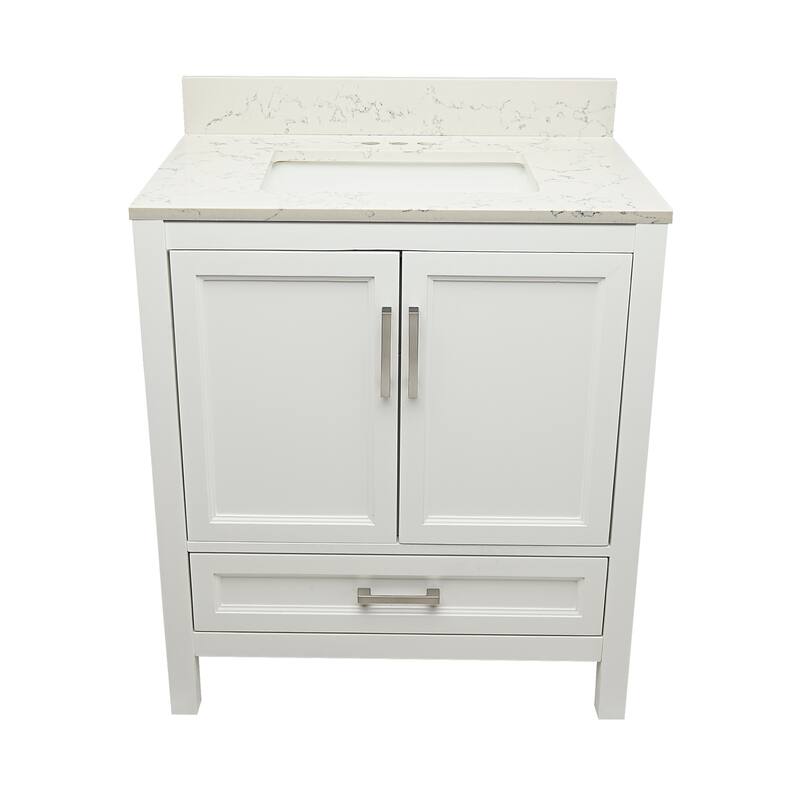 Nevado 37" Bathroom Vanity with Cultured Marble Vanity Top Sink in White with White Basin - White - Lyra White