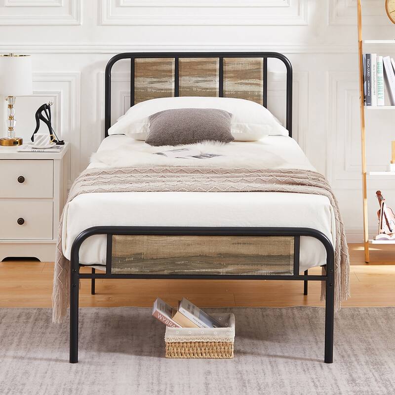 VECELO Platform Bed Frame with Wood Headboard,Twin/Full/Queen Size Bed