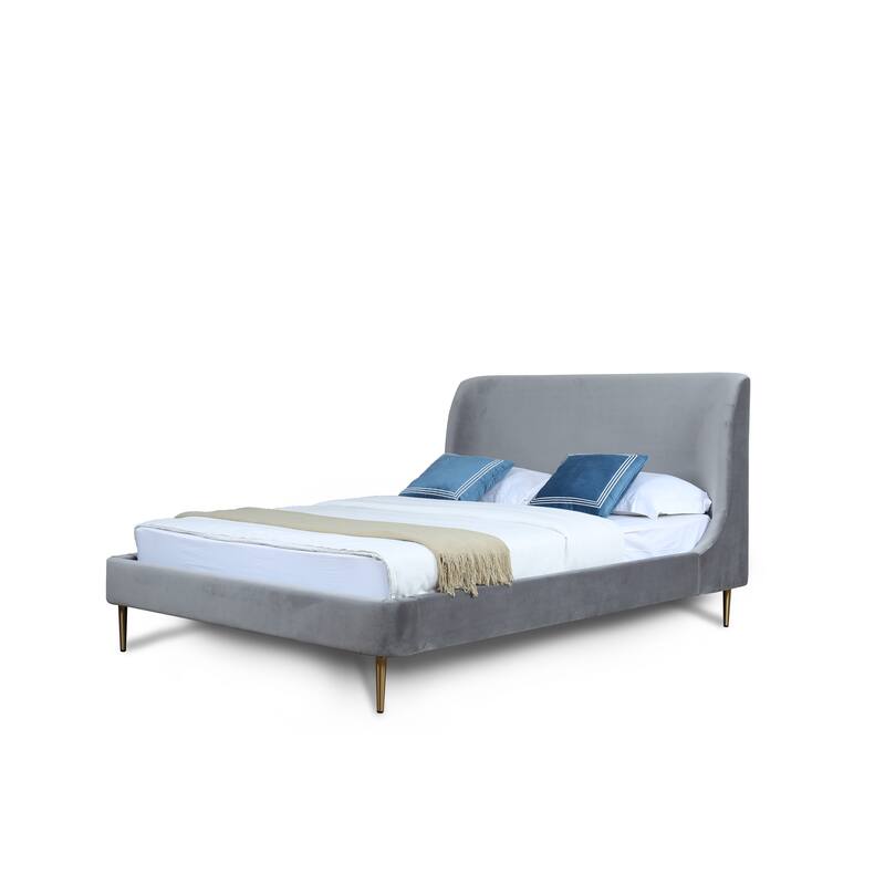 Ceets Heather Velvet Upholstered Modern Bed Frame - Smoke Grey - Grey - Queen