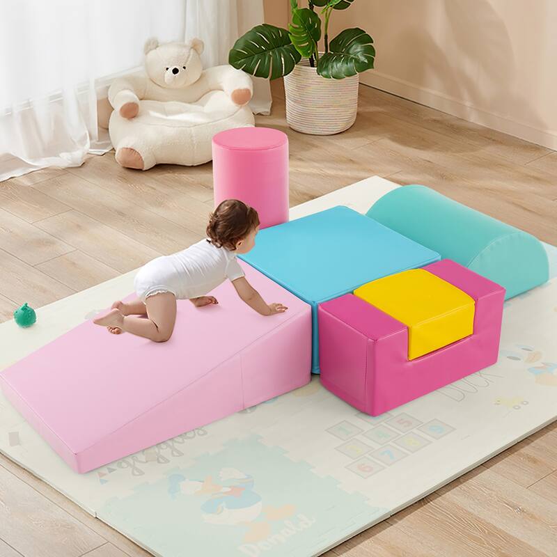 Gymax 6 PCS Kids Climber Play Set Indoor Foam Climb & Crawl Activity