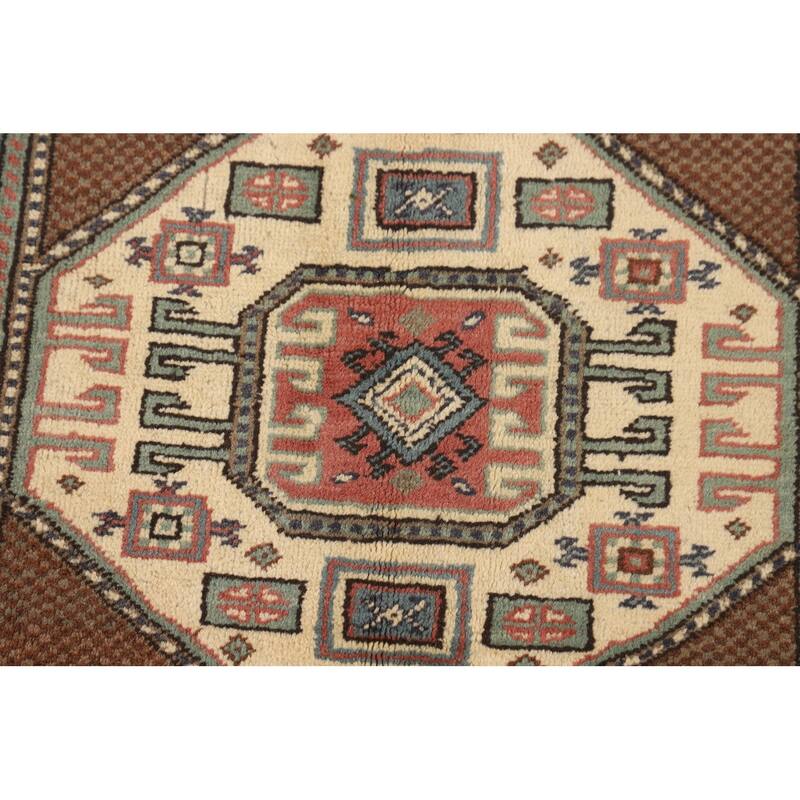Geometric Anatolian Turkish Vintage Area Rug Handmade Wool Carpet - 6'7" X 9'8"