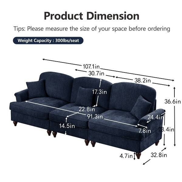 Classic 2 Piece Modular Couch Living Room Sofa Set with Flared Arms and ...