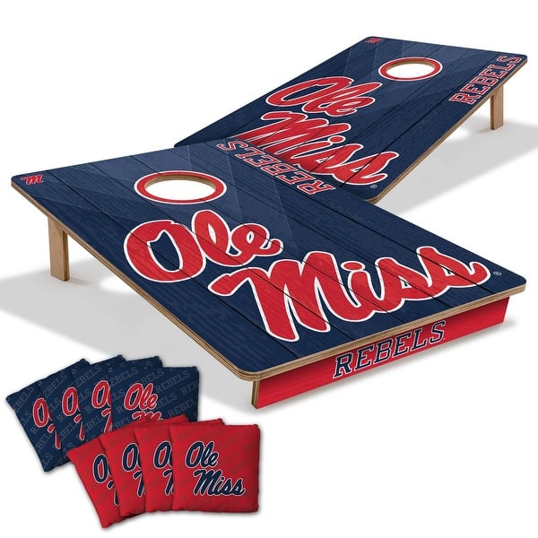 slide 2 of 7, Mississippi Rebels NCAA Tailgate Cornhole Board Set Include Carrying Case