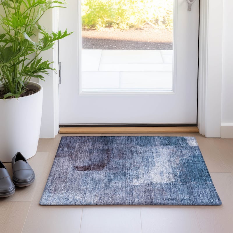 Machine Washable Indoor/ Outdoor Chantille Solid Ombre Rug