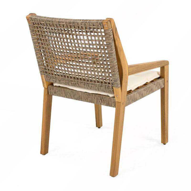 Durable Acacia Wicker Outdoor Dining Chair Set