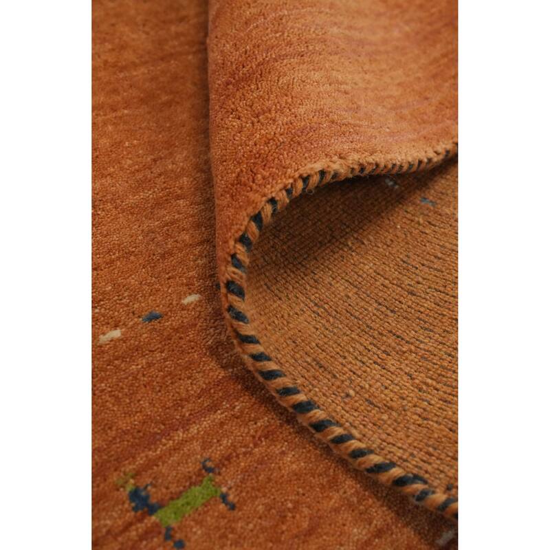 Hand Knotted Oriental 100% Wool Carpet Tribal Animal Pictorial Oranges & Rust Gabbeh Area Rug - 7' 11'' X 7' 9''