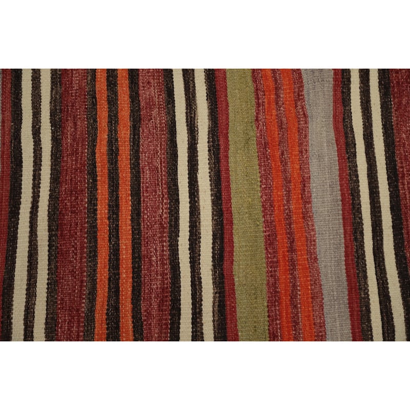 Hand Woven Oriental 100% Wool Carpet Southwestern Geometric Multi-Colored Kilim Area Rug - 10' 3'' X 5' 3''