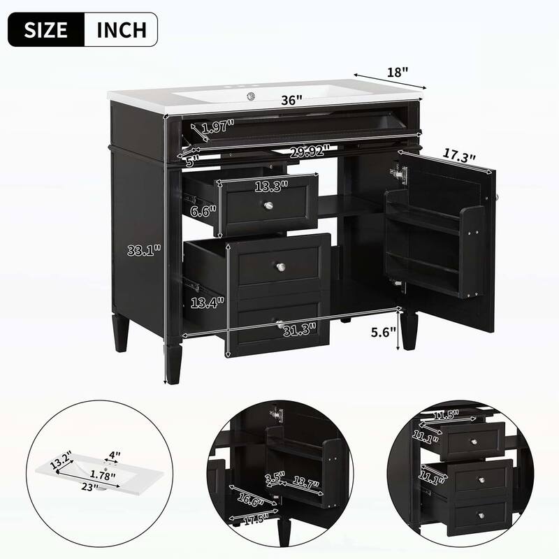 36'' Bathroom Vanity with Top Sink