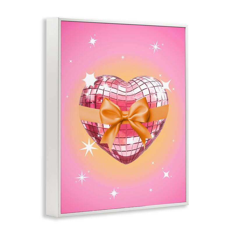Stupell Heart Disco & Ribbon Framed Giclee Art Design By Susan Arnot