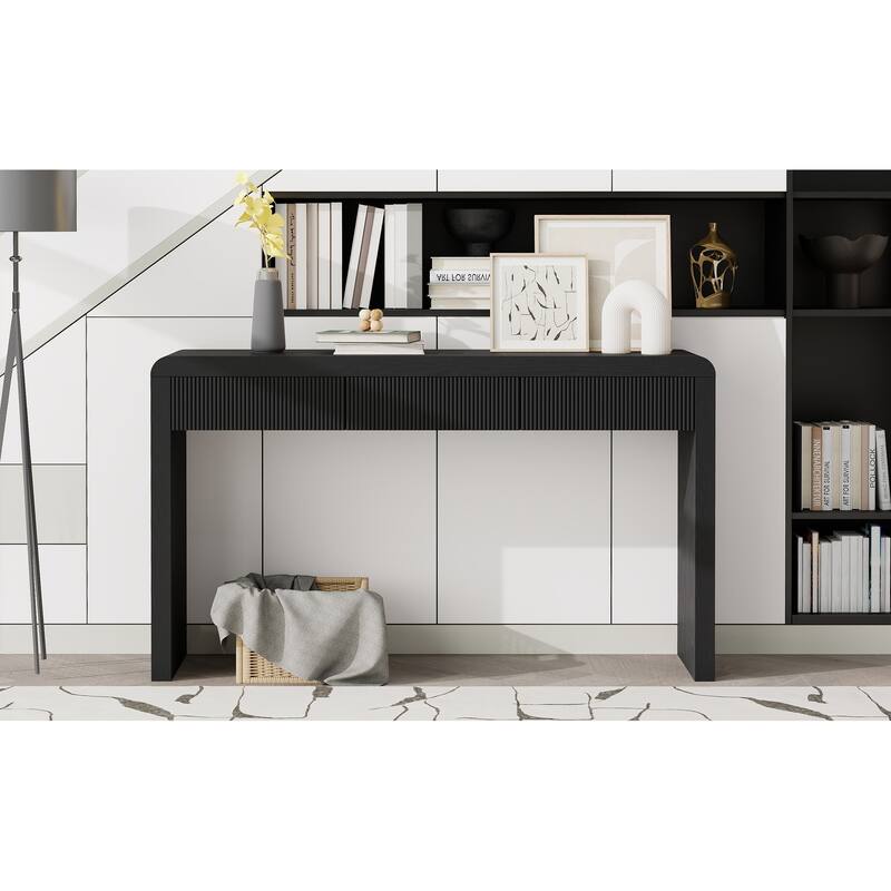 Rustic Console Table with 3 Fluted Drawers