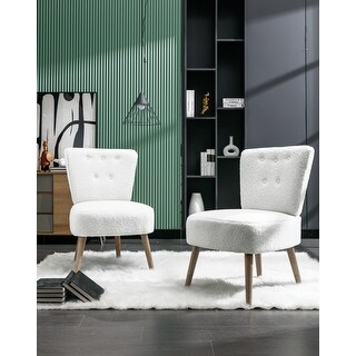 Teddy Fabric Button Accent Chair With Wooden Legs - Bed Bath & Beyond ...