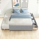 preview thumbnail 5 of 16, Simple Platform Bed Full Size Wood Bed Frame with Twin Trundle and 2 Drawers Suit for Kids Bedroom, No Box Spring Needed Grey
