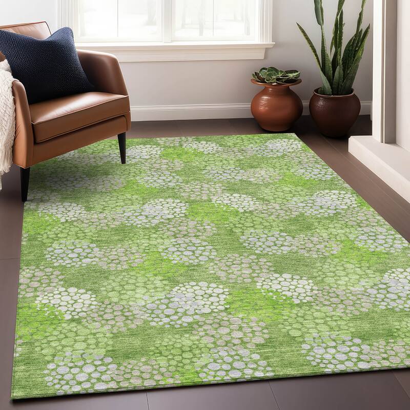 Premium Washable Super Soft Contemporary Clusters Mayfield Rug - Green - 5' x 7'6"