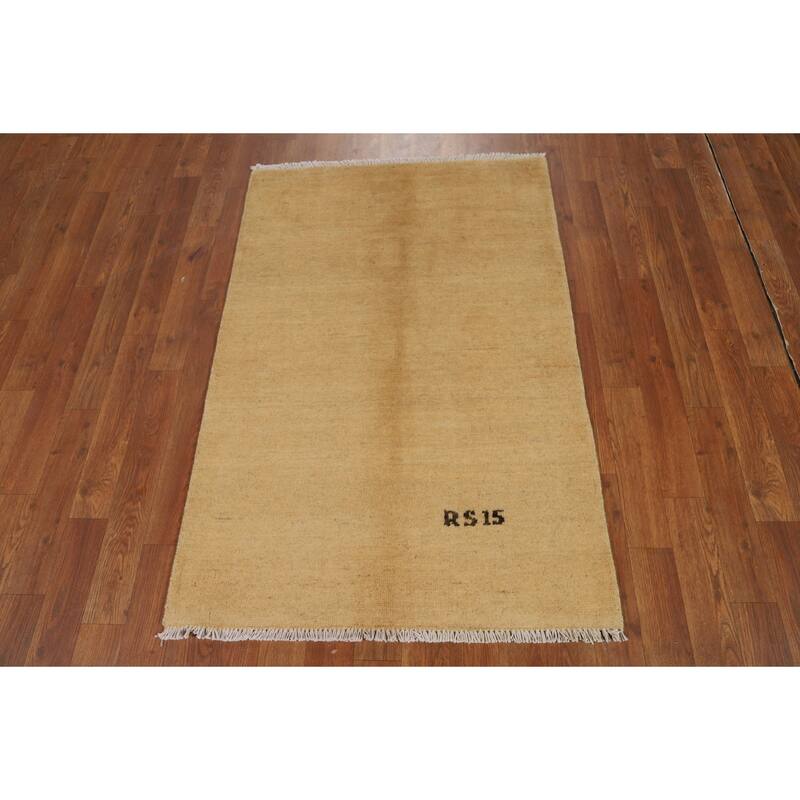 Modern Gabbeh Oriental Foyer Rug Hand-Knotted Solid Wool Carpet - 2'8"x 4'0"