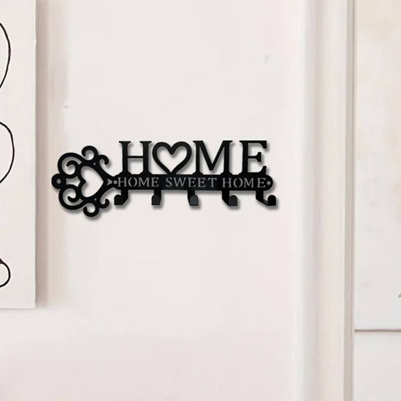 Wall-Mounted Key Holder with 5 Hooks, Entryway Coat & Towel Rack - 10.9" x 3"