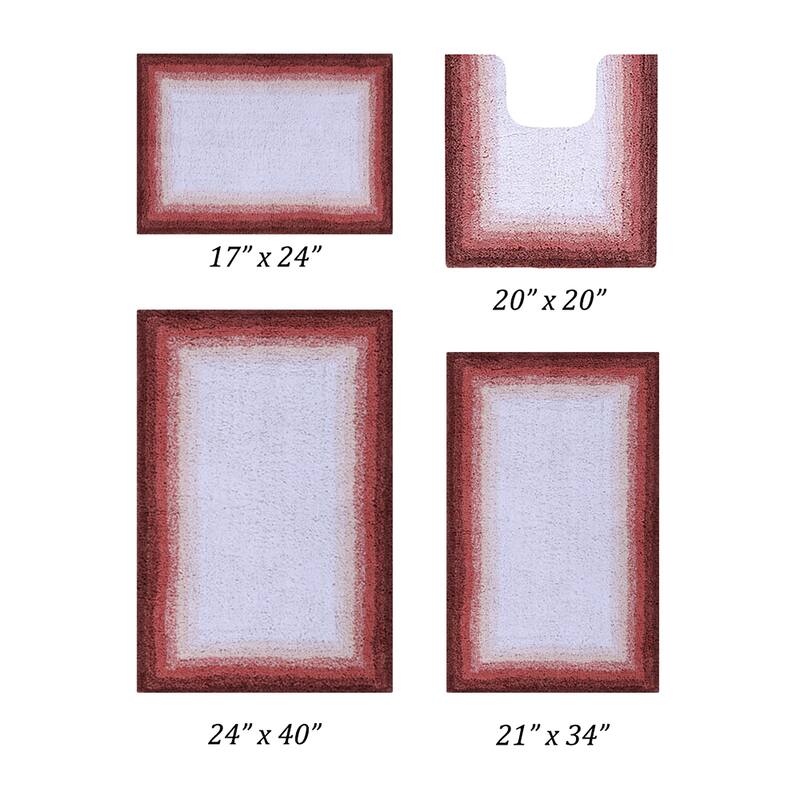 Better Trends 100% Cotton Super Soft & Highly Water Absorbent Bathroom Rugs-Torrent Collection Tufted Machine Washable Bath Mats - 4 Piece Set 17"x24" | 20"x20" | 21"x34" | 24"x40" - Rose