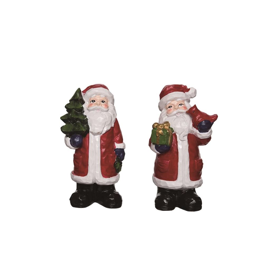 Transpac Resin Rustic Santa Figurine Set of 2 Christmas Home Decorations