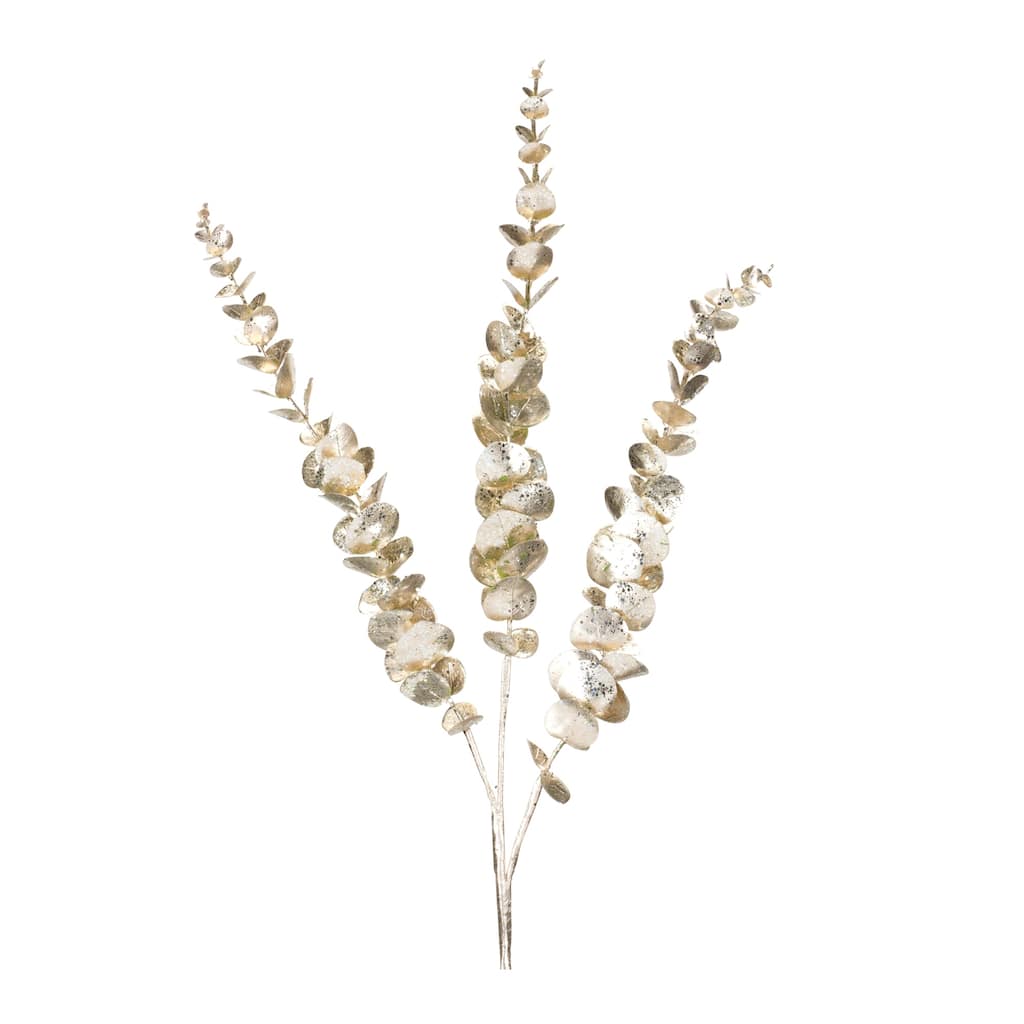 Glittered Eucalyptus Spray (Set of 6) - Champagne
