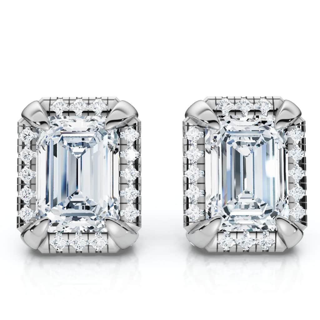 Bliss Diamond 2 1/5 Ct TW Emerald Cut Bezel Diamond Studs Gold Lab Grown Earrings