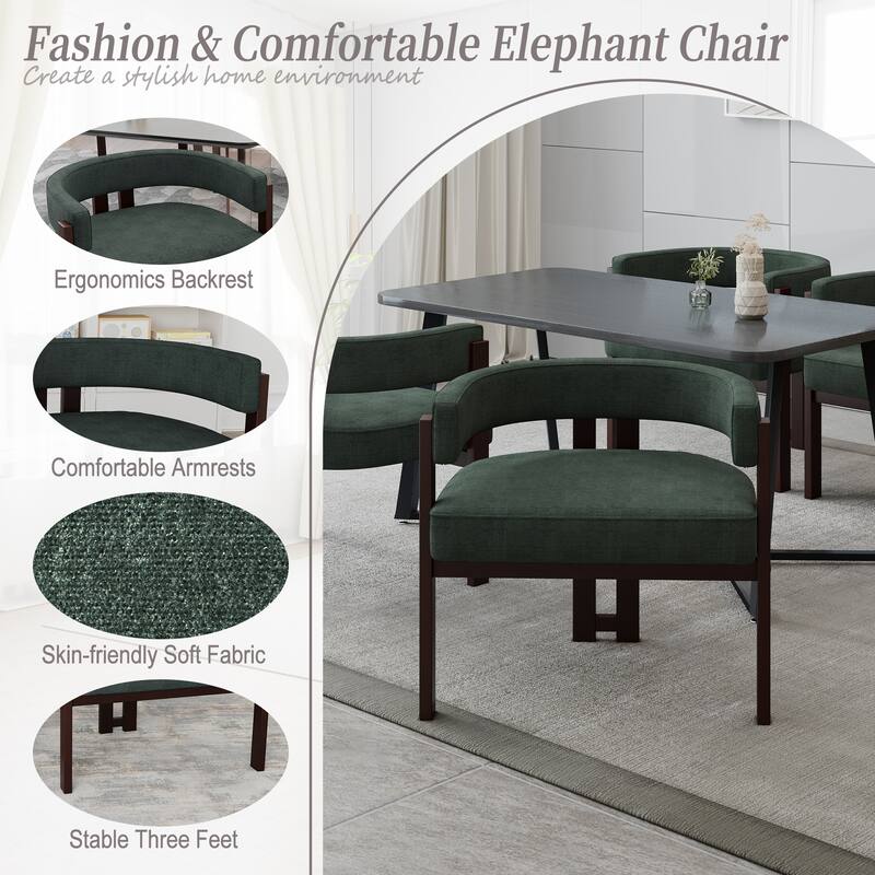 Modern Accent Chair, Upholstered Armchair with Open Back, 3 Legs Barrel Dining Chair Comfy Casual Side Chair Set of 2