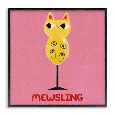 Stupell Mewsling Cat Wine Framed Giclee Art Design By Carrie Cantwell