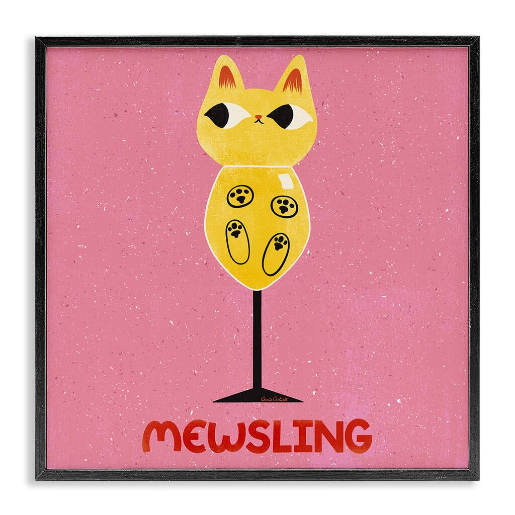 Stupell Mewsling Cat Wine Framed Giclee Art Design By Carrie Cantwell