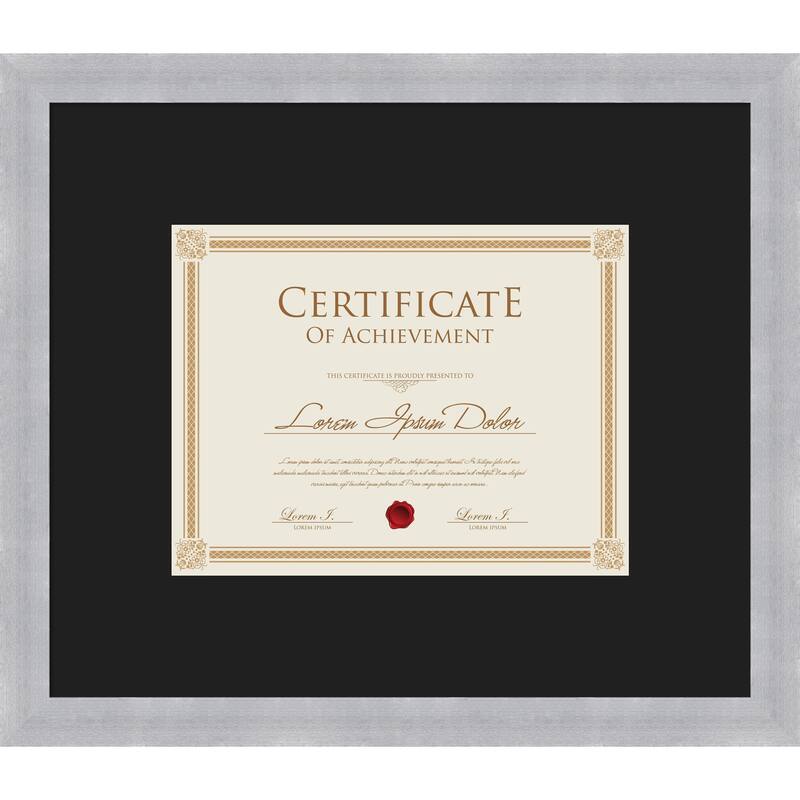 Grace Brushed Gold Narrow Framed Picture Frame, Photo Frame - 17x14.5 Matted Black 11x9 - Grace Brushed Nickel Narrow