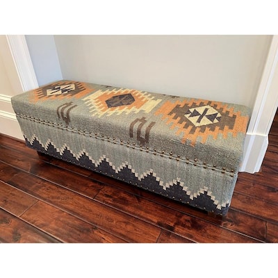 HERAT ORIENTAL Handmade Upholstered Storage Bench