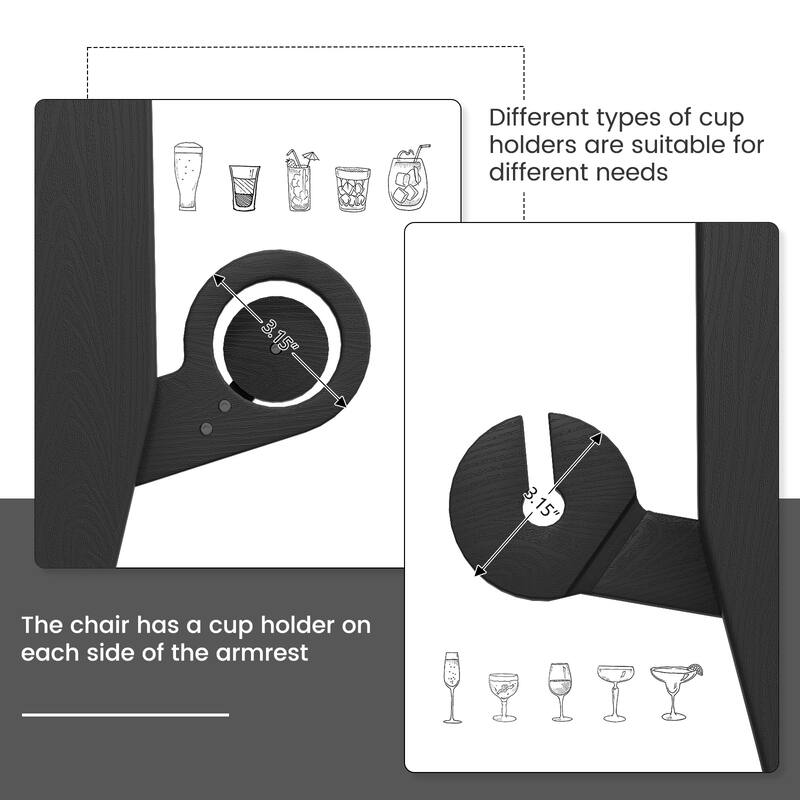 Foldable HDPE Modern Chair with Dual Cup Holders
