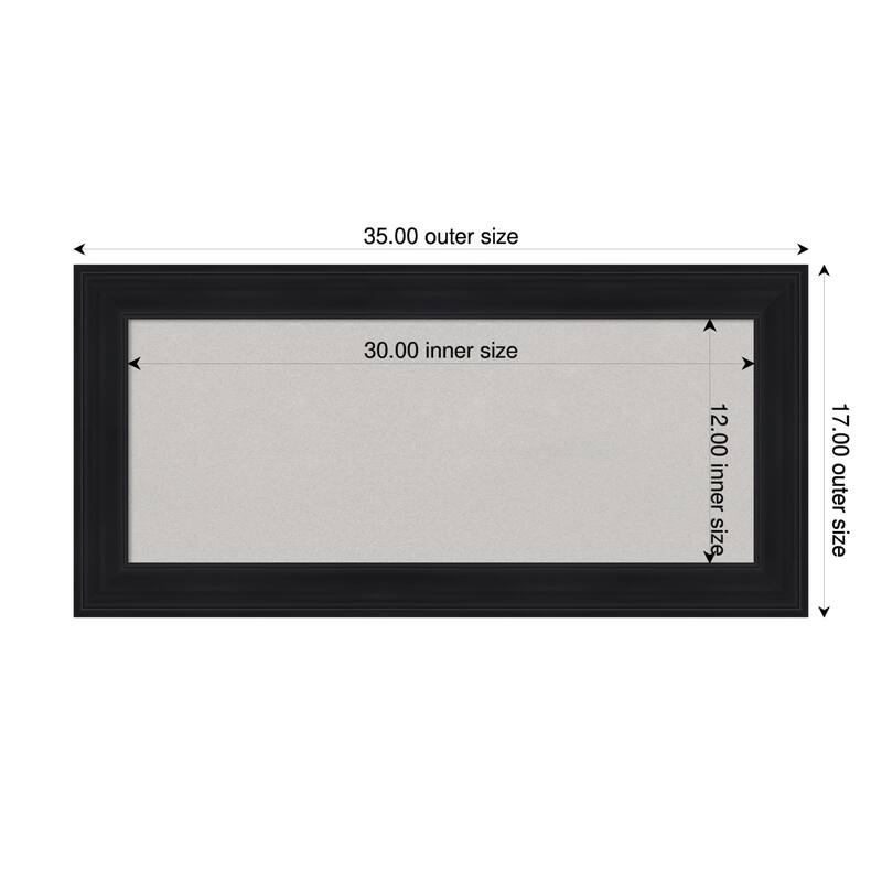 Abbey Black Framed Cork Board - Bulletin Board, Organization Board, Pin Board - Grey - 35 x 17 in