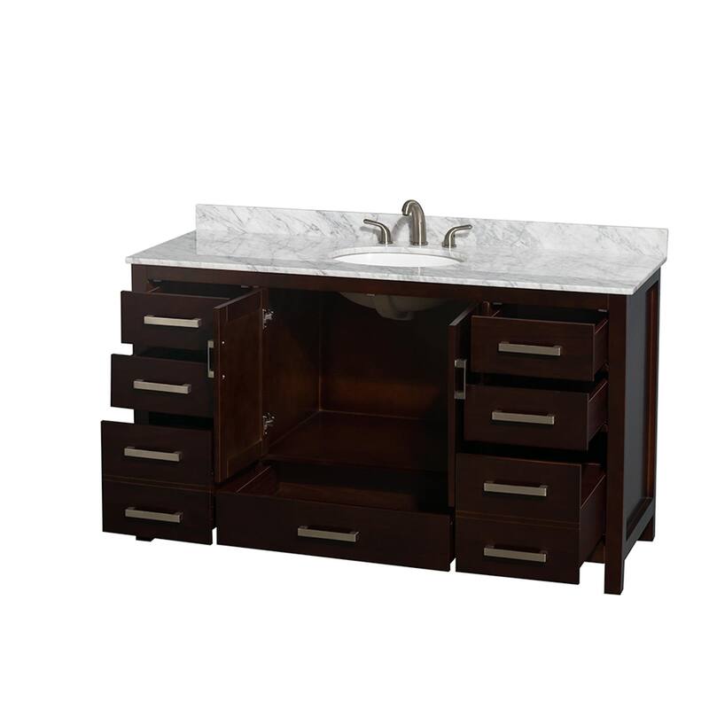 Wyndham Collection Sheffield 60" Freestanding Vanity Set with Hardwood