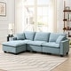 preview thumbnail 2 of 55, Roomfitters 100 x 59" Modern Convertible L-Shaped Sectional Sofa with Free Pillows, 4-Seat Suede Velvet Sleeper Sofa Light blue