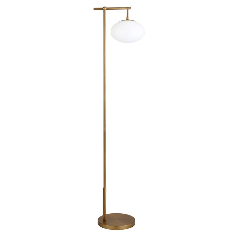 Blume 68" Tall Floor Lamp with Glass Shade - Brushed Brass/Milk White Shade