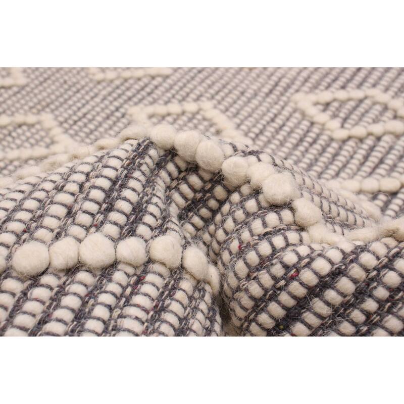 ECARPETGALLERY Braid weave Sienna Grey Wool Rug - 6'1 x 8'9