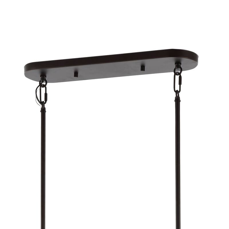 Oakley 42" 4-Light Rustic Farmhouse Iron Linear LED Pendant, Oil Rubbed Bronze by JONATHAN Y - 4 Light