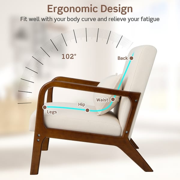dimension image slide 2 of 4, Costway 1PC/2PCS Modern Accent Chair Leisure Armchair with Rubber Wood - See Details