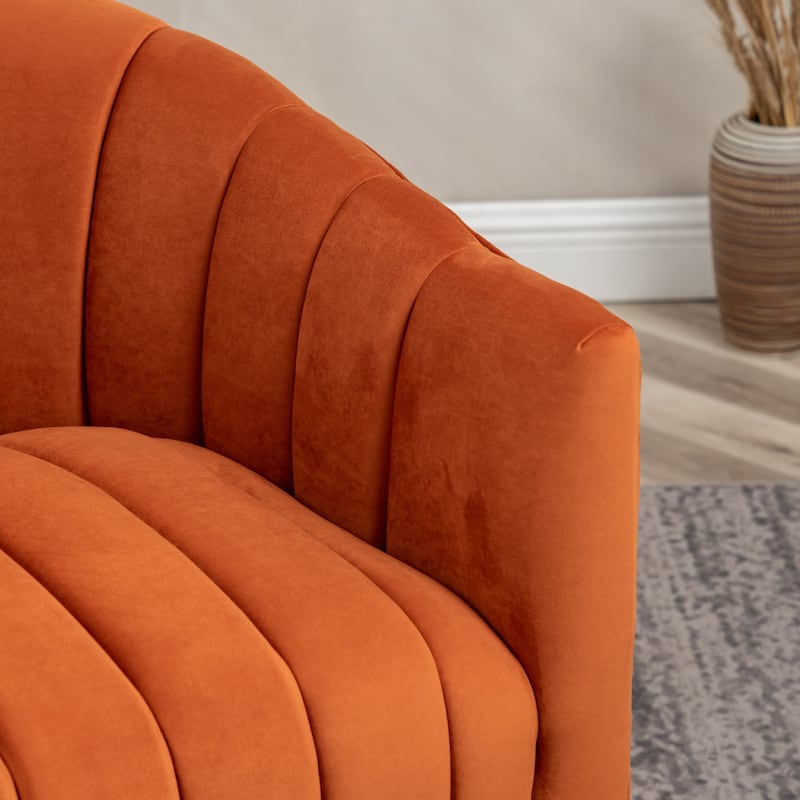 SEYNAR Modern Glam Velvet Upholstered Round Swivel Accent Arm Barrel Chair for Living Room