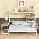 preview thumbnail 17 of 54, Roomfitters Twin/ Full Size Metal Daybed with Movable Desk, Metal Grid Design, Functional Shelves and Hanging Rack