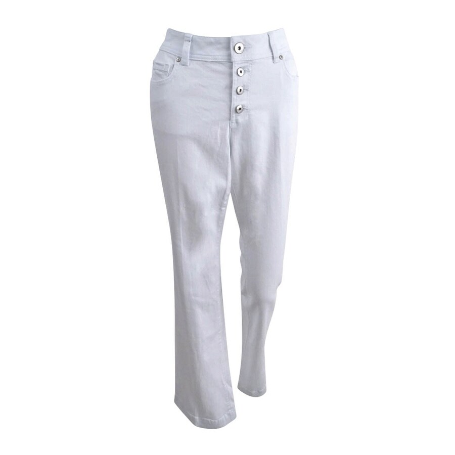 white denim bootcut jeans