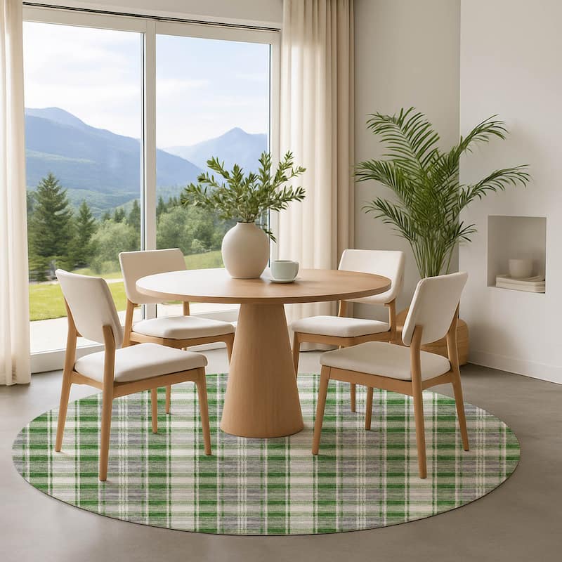 Premium Washable Super Soft Christmas Plaid Mayfield Rug - Green - 8' x 8'