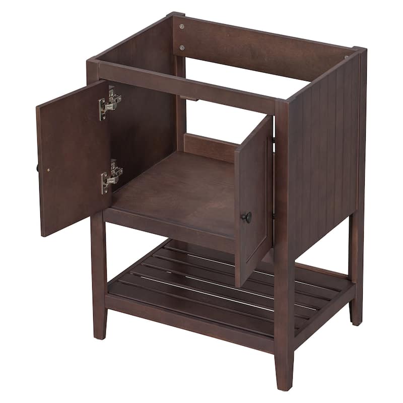 MDF Freestanding Bathroom Vanity Without Counter Top in Brown, Bathroom Storage Cabinet with Doors and Open Shelf - 24" x 18"
