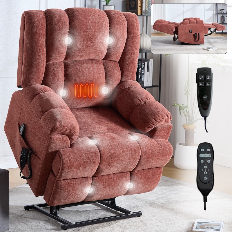 Dual Motor Power Lift Recliner with Heat & Massage, Up to 350 LBS