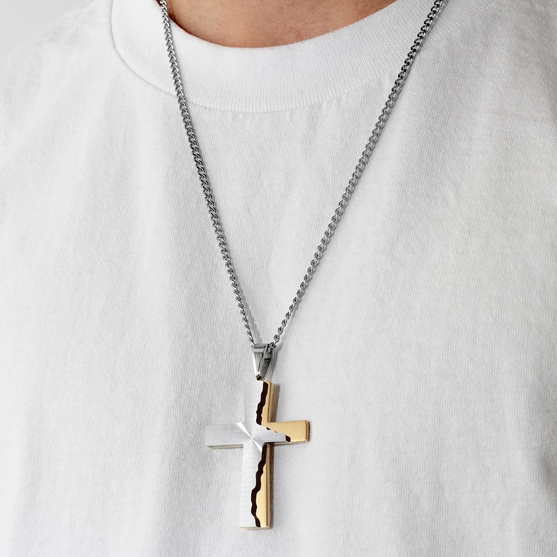 Steel Nation Stainless Steel Lord's Prayer Cross Pendant