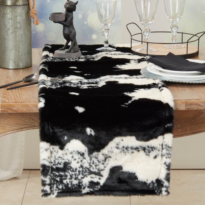 Cow Hide Design Faux Fur Runner