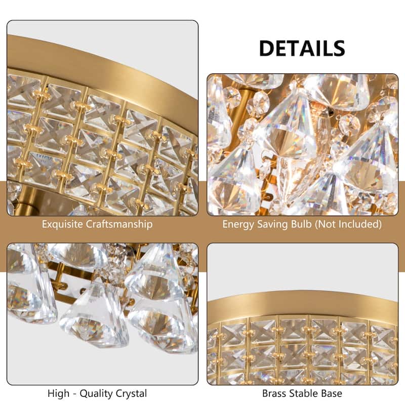 Maxax 4 - Light 15'' Crystal Metal Flush Mount