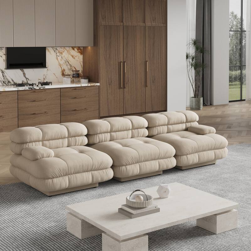 Sectional Sofa, 109'' Modular Sectional Couch Modern Tedy Velvet Sofa 3-Seater Couch for Living Room
